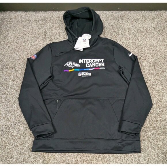 Nike On Field Baltimore Ravens NFL Crucial Catch Intercept Cancer Hoodie Large